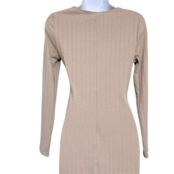 Revolve ASTR The Label Dress Long Sleeve Twist Front Dress In Oatmeal Size Small - Picture 8 of 9